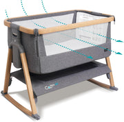 Tutti Bambini CoZee® Air Kosz Mojżesza i Łóżeczko Dostawne – Szybkie Składanie – Torba Transportowa – Oddychający Materac Deluxe z 6 Stopniami Regulacji Wysokości – 0-6 Miesięcy (Orzech i Ecru)