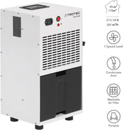 TROTEC Osuszacz powietrza przemysłowy TTK 75 ECO, osuszacz budowlany, osuszanie pomieszczeń o powierzchni do 90 m² i kubaturze 230 m³, wydajność osuszania 21 l/dobę, pojemność zbiornika 4 l, filtr powietrza
