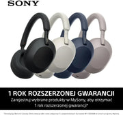 Sony WH-1000XM5 ANC Bezprzewodowe słuchawki nauszne z redukcją hałasu, Bluetooth, krystalicznie czystą jakością rozmów, Hi-Res, do 30 godzin pracy na baterii, szybkie ładowanie, Alexa i Asystent Google, iOS i Android - Czarne