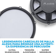 Alesis Nitro Max Kit – Elektroniczna perkusja z cichymi naciągami siateczkowymi, dwustrefowym padem werbla 10", Bluetooth, 440+ autentycznych brzmień, lekcjami Drumeo, USB MIDI, pedałem stopy