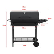 Grill węglowy Armento z 2 kółkami i termometrem, stal - czarny [casa.pro]