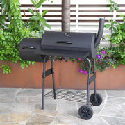 XXL grill na węgiel drzewny, przenośny, do użytku na zewnątrz, z pokrywką, offset, grill z kółkami i termometrem, idealny na piknik, do ogrodu, na kemping i tylną klapę