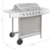 Srebrny grill gazowy Vidaxl z 6 palnikami