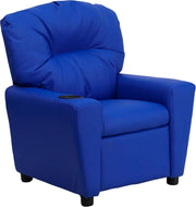 Flash Furniture Contemporary Kids Recliner with Cup Holder, Wood, Beige Vinyl, 26" x 21" x 21"