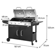 Grill gazowo-węglowy „Western” 2 w 1 – Czarny
