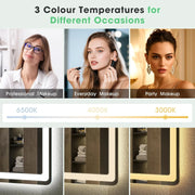 S'bagno Lustro Łazienkowe z Oświetleniem 120x70cm, Lustro LED Bluetooth z Funkcją Odmgławiania, 3000K/4000K/6500K, Ściemnialne, Pamięć, Szkło Hartowane HD, IP44-Lustra Łazienkowe LED, Poziomo/Pionowo