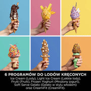 Ninja CREAMI Scoop & Swirl maszynka do lodów z 2 pojemnikami, 13 funkcji, przygotowuje lody, lody włoskie, gelato, sorbety, koktajle mleczne i inne desery, opcja dodatków, Srebrny, NC701EU