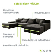2025 Sofa narożny Malbun z oświetleniem LED