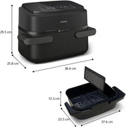 Philips Ovi Dual Basket z parą - Wyjątkowe funkcje gotowania Steamfry, Gotowania na parze, Airfry - 19 sposobów gotowania; pojemność 9L (3L + 6L), RapidAir Plus, automatyczne SteamClean (NA550/00)