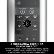 Ninja CREAMI Scoop & Swirl maszynka do lodów z 2 pojemnikami, 13 funkcji, przygotowuje lody, lody włoskie, gelato, sorbety, koktajle mleczne i inne desery, opcja dodatków, Srebrny, NC701EU