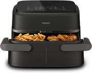Philips Ovi Dual Basket z parą - Wyjątkowe funkcje gotowania Steamfry, Gotowania na parze, Airfry - 19 sposobów gotowania; pojemność 9L (3L + 6L), RapidAir Plus, automatyczne SteamClean (NA550/00)