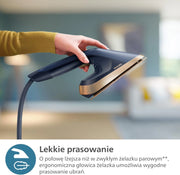 Philips All-in-One Zestaw do Prasowania 8500 – Deska z Regulacją Kąta, Technologia OptimalTEMP, Odłączana Podstawa, Zabija 99,9% Bakterii i Roztoczy, Ciemnoniebieski (AIS8530/20)