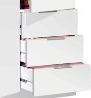 Szafa Habitdesign z trzema drzwiami i trzema szufladami, wykończenie białe arktyczne, wymiary: 121 cm (szer.) x 180 cm (wys.) x 52 cm (gł.)