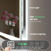 S'bagno Lustro Łazienkowe z Oświetleniem 120x70cm, Lustro LED Bluetooth z Funkcją Odmgławiania, 3000K/4000K/6500K, Ściemnialne, Pamięć, Szkło Hartowane HD, IP44-Lustra Łazienkowe LED, Poziomo/Pionowo