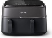 Philips Ovi Dual Basket z parą - Wyjątkowe funkcje gotowania Steamfry, Gotowania na parze, Airfry - 19 sposobów gotowania; pojemność 9L (3L + 6L), RapidAir Plus, automatyczne SteamClean (NA550/00)