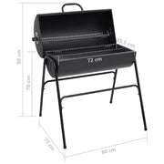 2026 Czarny grill z 2 rusztami do gotowania – Przenośny grill ze stali o wymiarach 80x95x90 cm