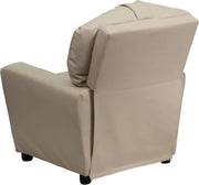 Flash Furniture Contemporary Kids Recliner with Cup Holder, Wood, Beige Vinyl, 26" x 21" x 21"