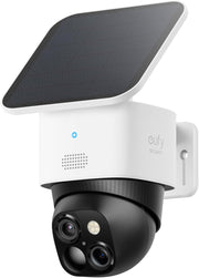 eufy Security SoloCam S340 Podwójna kamera słoneczna, zewnętrzna kamera monitoringu bezprzewodowa, domowa kamera bezpieczeństwa 3K, widok 360°, Wi-Fi 2,4 GHz, bez opłat miesięcznych