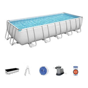 2025 Bestway 5611Z Kompletny zestaw basenowy Power Steel Frame z pompą filtrującą 640 x 274 x 132 cm, jasnoszary