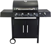 El Fuego® Grill gazowy "San Angelo 4+1", 4 główne palniki + 1 palnik boczny, stal nierdzewna, w zestawie wąż gazowy i reduktor ciśnienia, grill na kółkach, AY 582