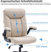 Ergonomiczne krzesło biurowe, krzesło do komputera, obrotowe krzesło robocze ze składanym podłokietnikami, regulacja wysokości, wygodne, do biura, domu, gier (szary materiał) (Czarny)