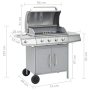 Grill Gazowy Barbacoa 4+1 Palniki Srebrny Vidaxl