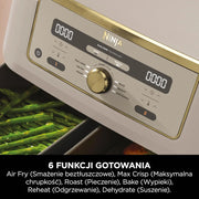 Ninja MAX Dwustrefowa frytkownica, 2 szuflady, 9,5 l, zero oleju, Air Fry, Max Crisp, Roast, Bake, Reheat, Dehydrate, nieprzywierające kosze do mycia w zmywarce, Złoty odcień kamienia, DZ400EUSTGD