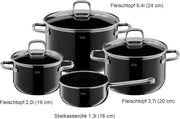 Silit Elegance Zestaw Garnków Indukcyjnych, Stal Nierdzewna 18/8, Przezroczysty/Czarny, 4 Sztuki