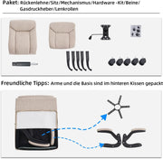 Ergonomiczne krzesło biurowe, krzesło do komputera, obrotowe krzesło robocze ze składanym podłokietnikami, regulacja wysokości, wygodne, do biura, domu, gier (szary materiał) (Czarny)