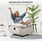 FLEXISPOT XC6 Fotel Relaxacyjny, Obrotowa Kanapa z Funkcją Bujania, Fotel TV z Regulowanym Oparciem, Rozkładany Fotel do Sypialni, Salonu i Kina Domowego (Beżowy)