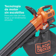 BLACK+DECKER Dmuchawa, odkurzacz i rozdrabniacz do liści 36 V, akumulatorowa, z workiem na liście 45 L i akumulatorem litowym 2,5 Ah, BCBLV3625L1-QW