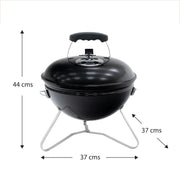Przenośny Grill Węglowy Stołowy Kekai Tahoe 37x37x44 cm Pokrywa Z Systemem Transportu I Blokady Emaliowany Czarny