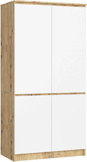 Szafa AKORD S90 Dąb Artisan 90 cm 4 drzwi front w kolorze białym 90x51x180 cm