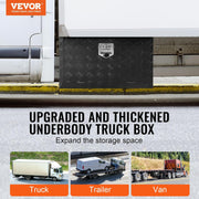 VEVOR Skrzynka Narzędziowa do Samochodu Ciężarowego 914x432x457mm Podramowa Skrzynka Schowek ze Stopu Aluminium Montaż Podwozia z Zamkiem i Kluczami do Przyczep, Samochodów Dostawczych, Czarna