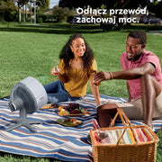 Shark FlexBreeze TableMate Akumulatorowy wentylator wewnętrzno-zewnętrzny, do 24 godz. pracy, wydajne chłodzenie, zasięg 20 m, cichy, 5 prędkości, oscylacja, zdalne sterowanie, zimna mgiełka, FA150EU
