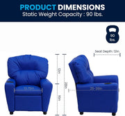 Flash Furniture Contemporary Kids Recliner with Cup Holder, Wood, Beige Vinyl, 26" x 21" x 21"