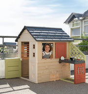 Smoby Life Casa Nature z kuchnią - Domek dla dzieci do użytku wewnątrz i na zewnątrz - Odporny na promienie UV materiał z recyklingu - Od 2 lat - W zestawie kuchnia i akcesoria - (7600810739)