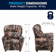 Flash Furniture Contemporary Kids Recliner with Cup Holder, Wood, Beige Vinyl, 26" x 21" x 21"