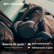 Sony WH-1000XM5 ANC Bezprzewodowe słuchawki nauszne z redukcją hałasu, Bluetooth, krystalicznie czystą jakością rozmów, Hi-Res, do 30 godzin pracy na baterii, szybkie ładowanie, Alexa i Asystent Google, iOS i Android - Czarne