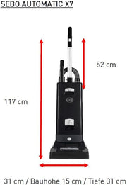 SEBO Automatic X7 odkurzacz szczotkowy, tworzywo sztuczne, szary, 117 x 31 x 31,00 cm
