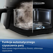 Philips Ovi Dual Basket z parą - Wyjątkowe funkcje gotowania Steamfry, Gotowania na parze, Airfry - 19 sposobów gotowania; pojemność 9L (3L + 6L), RapidAir Plus, automatyczne SteamClean (NA550/00)