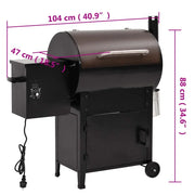 Grill Na Pellet Z Kominem Czarny Żelazny 104 cm Vidaxl