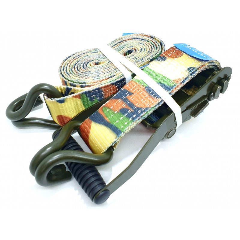 Pas transportowy 5T 50mm moro komplet z napinaczem i hakami